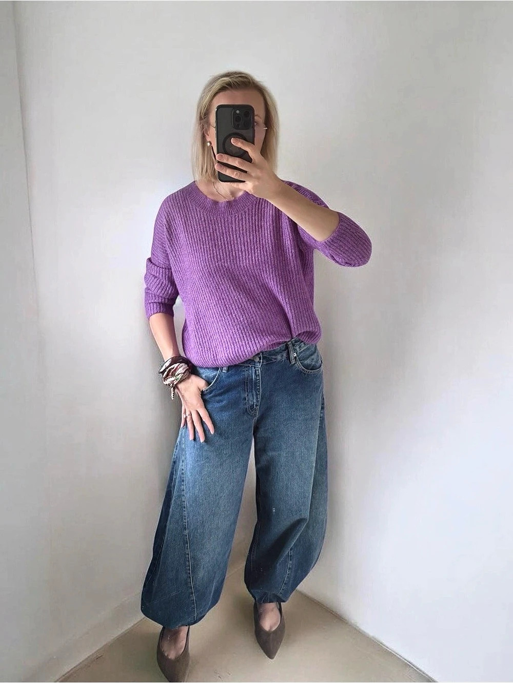 Madewell Purple/lilac Rib Knit Sweater Size Medium 30% alpaca